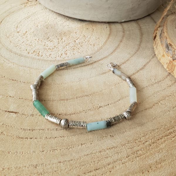Art-Ajoure 925 Sterling zilver armband met Amazoniet.