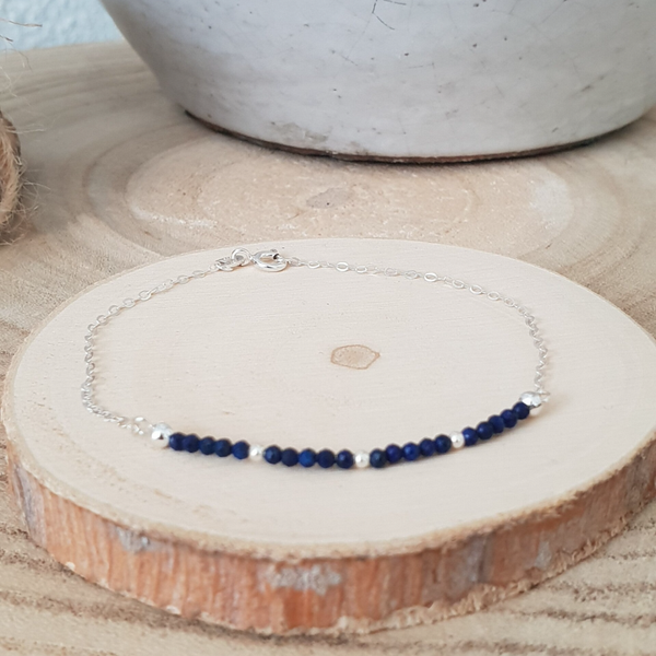Art-Ajoure 925 Sterling zilver armband met Lapis Lazuli.