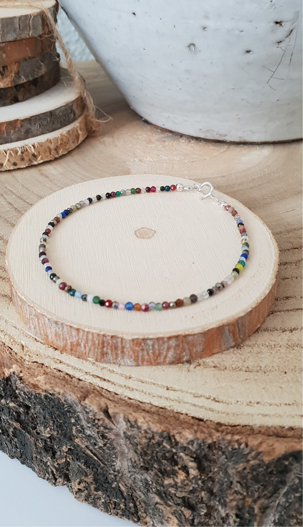Art-Ajoure 925 Sterling zilver armband met multi edelstenen.