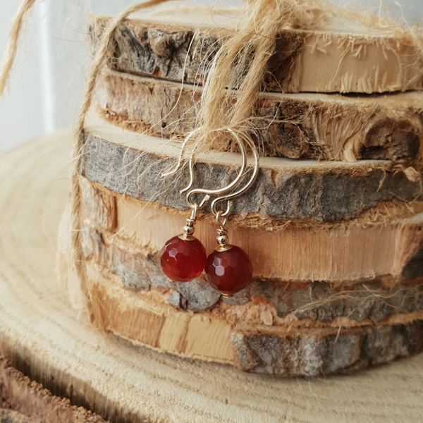 Art-Ajoure 14k Gold fill oorbellen met Bloed Carneool