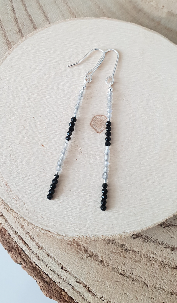 Art-Ajoure 925 Sterling zilver oorbellen met zwarte Spinel en Labradoriet.