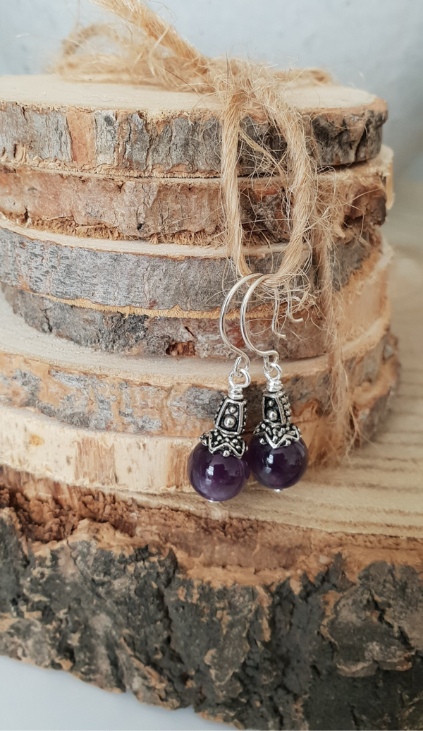 Art-Ajoure 925 Sterling zilver oorbellen met Amethyst.