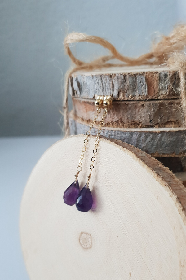 Art-Ajoure 14k Gold fill oorbellen met Amethyst.