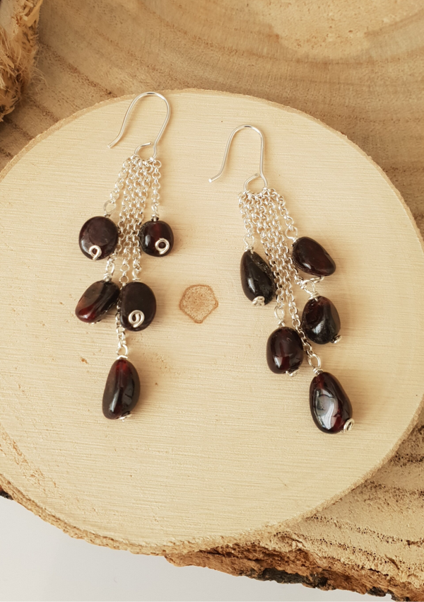 Art-Ajoure 925 Sterling zilver oorbellen met Granaat