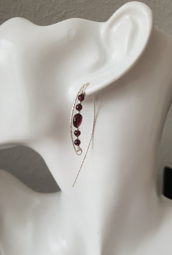 Art-Ajoure 925 Sterling handgemaakte zilver oorhangers met Granaat edelstenen
