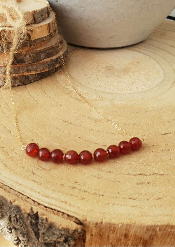 Art-Ajoure 14k Gold fill halsketting met Bloed Carneool.