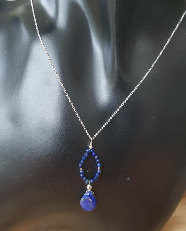 Art-Ajoure 925 Sterling zilver halsketting met hanger met Lapis Lazuli .