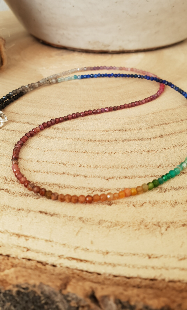 Art-Ajoure 925 sterling zilver halsketting met multi edelstenen" Regenboog"