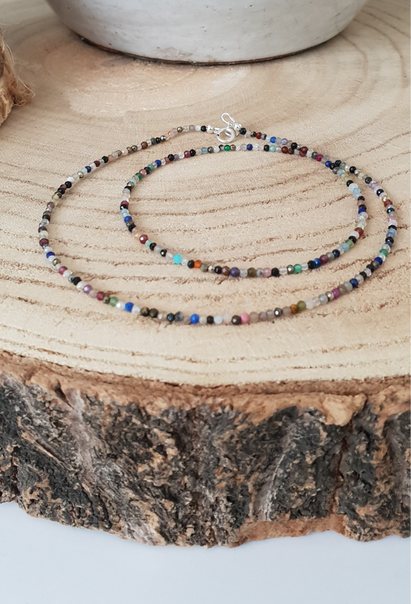 Art-Ajoure 925 Sterling zilver halsketting met multi edelstenen.