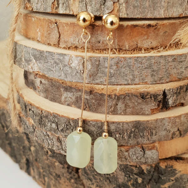 14k Gold fill oorbellen met Jade