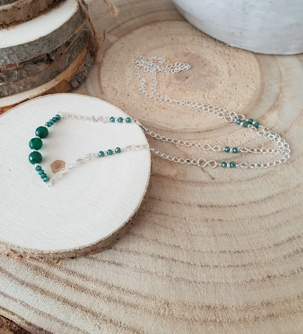 Art-Ajoure 925 Zilver handgemaakte halsketting met Swarovskii style en Onyx edelstenen