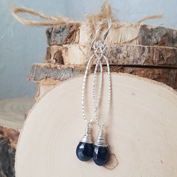 Art-Ajoure 925 Sterling zilver oorbellen met Sapphire.