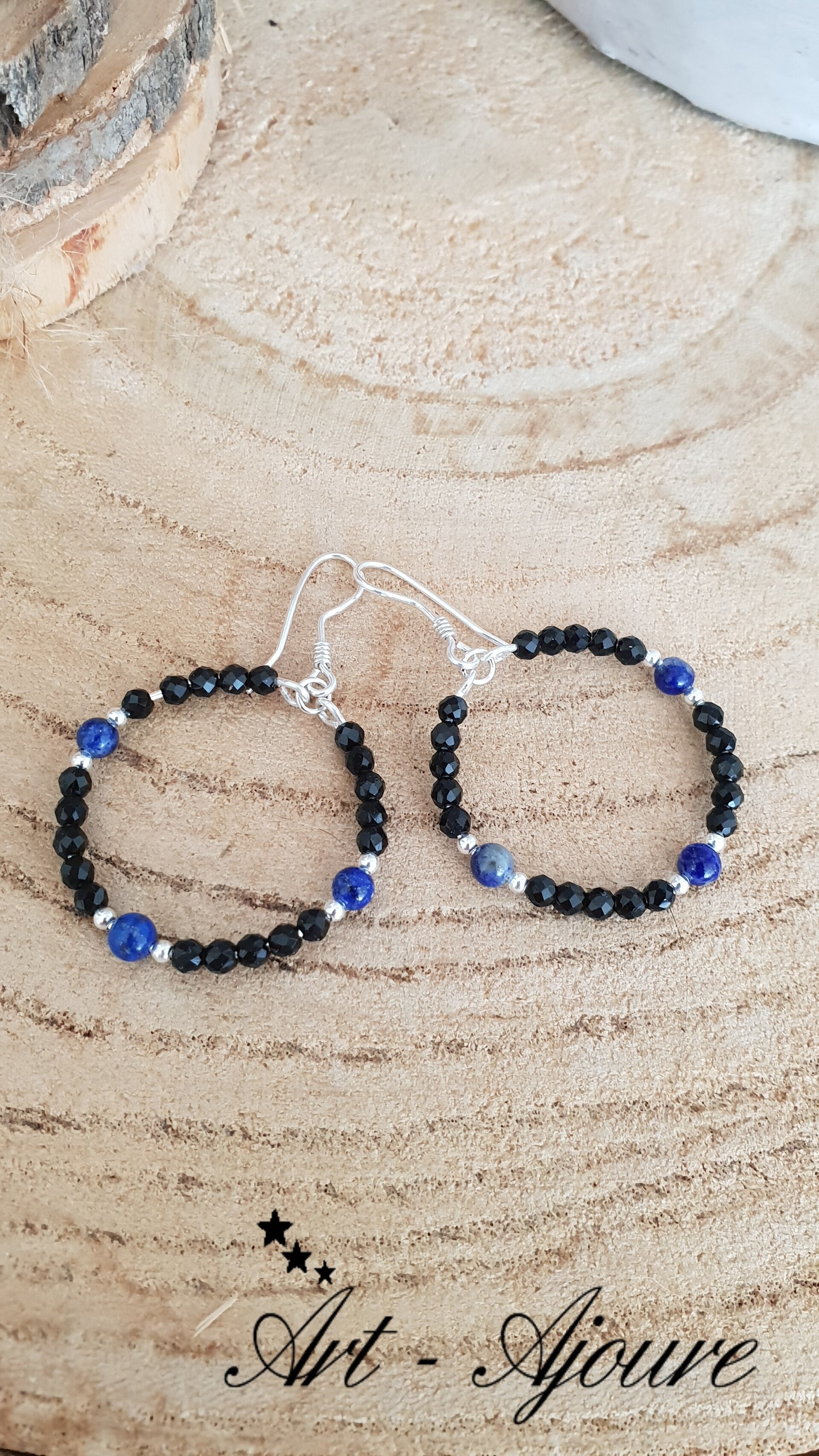Art-Ajoure 925 Sterling Zilver oorbellen met Spinel en Lapis Lazuli
