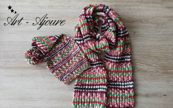 Art-Ajoure handgebreide wolblend muts en sjaal.