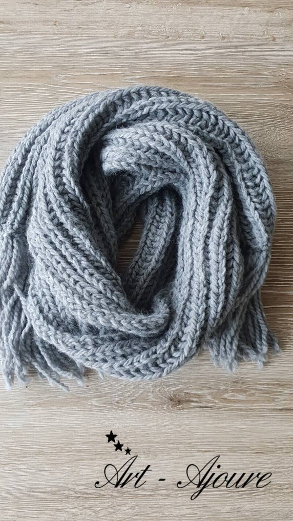 Art-Ajoure handgebreide sjaal grijs