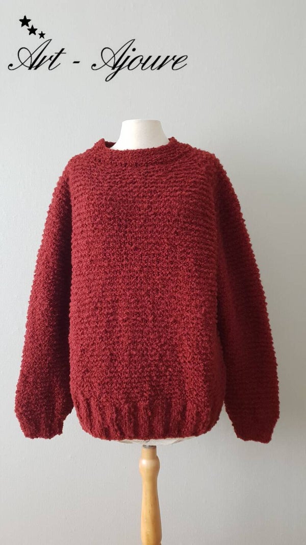 Art-Ajoure handgebreide trui maat L terracotta kleur