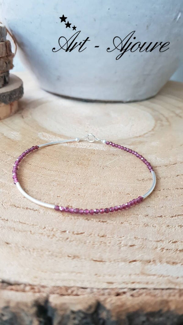 Art-Ajoure 925 Sterling zilver armband met Rhodoliet edelstenen