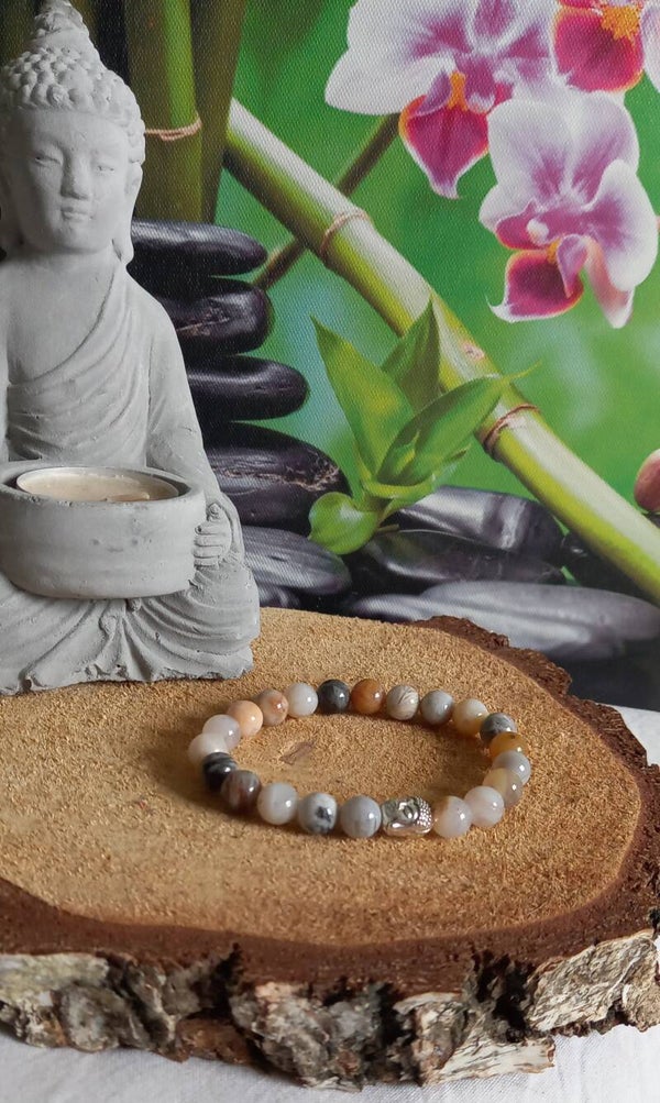 Bracelet agate feuille de bambou