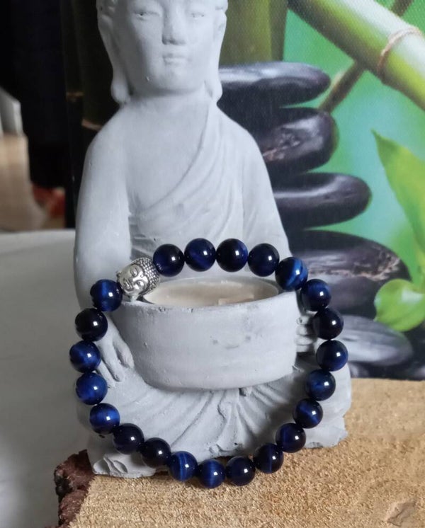 Bracelet œil de tigre bleu