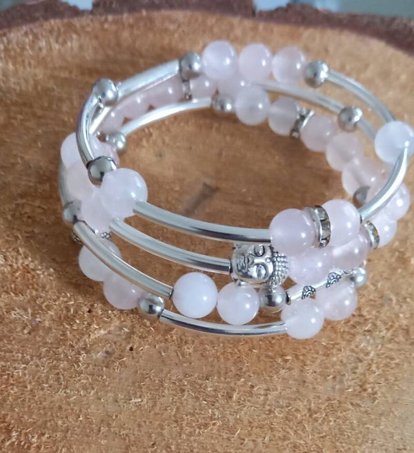 Bracelet extensible quartz rose