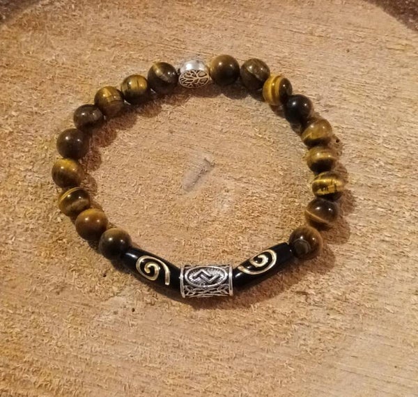 Bracelet renaissance rune jera & son œil de tigre