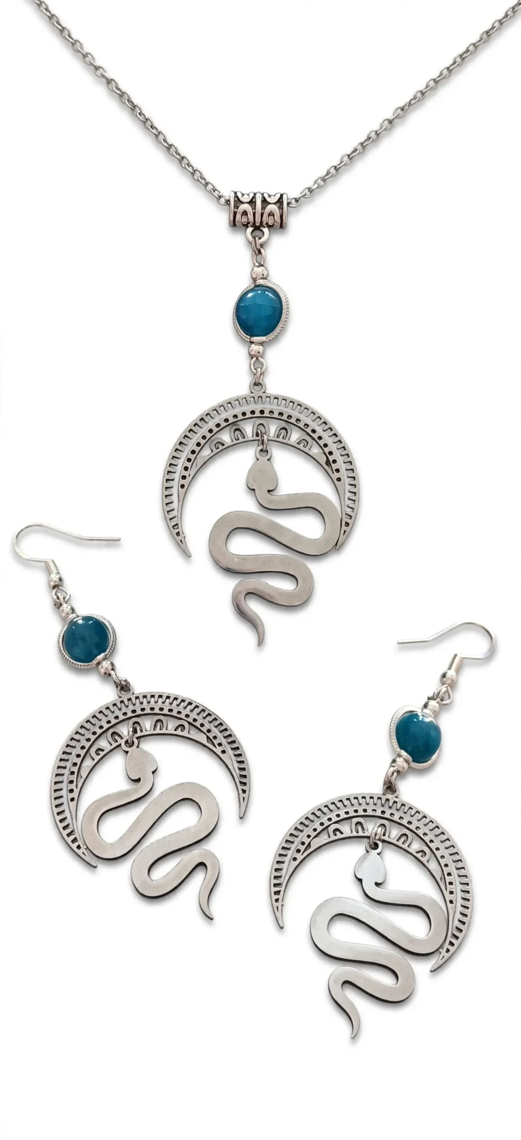 Parure Serpent Lune Apatite - Renaissance & Protection -