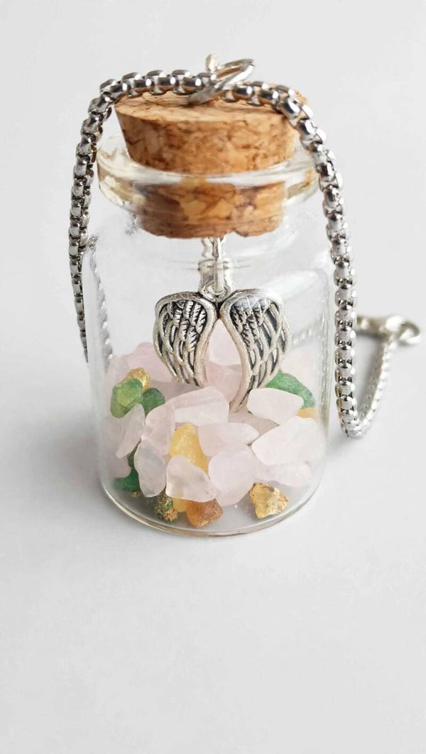 Fiole Ailes d'Ange - Quartz Rose & Encens Sacré - Amour Protection