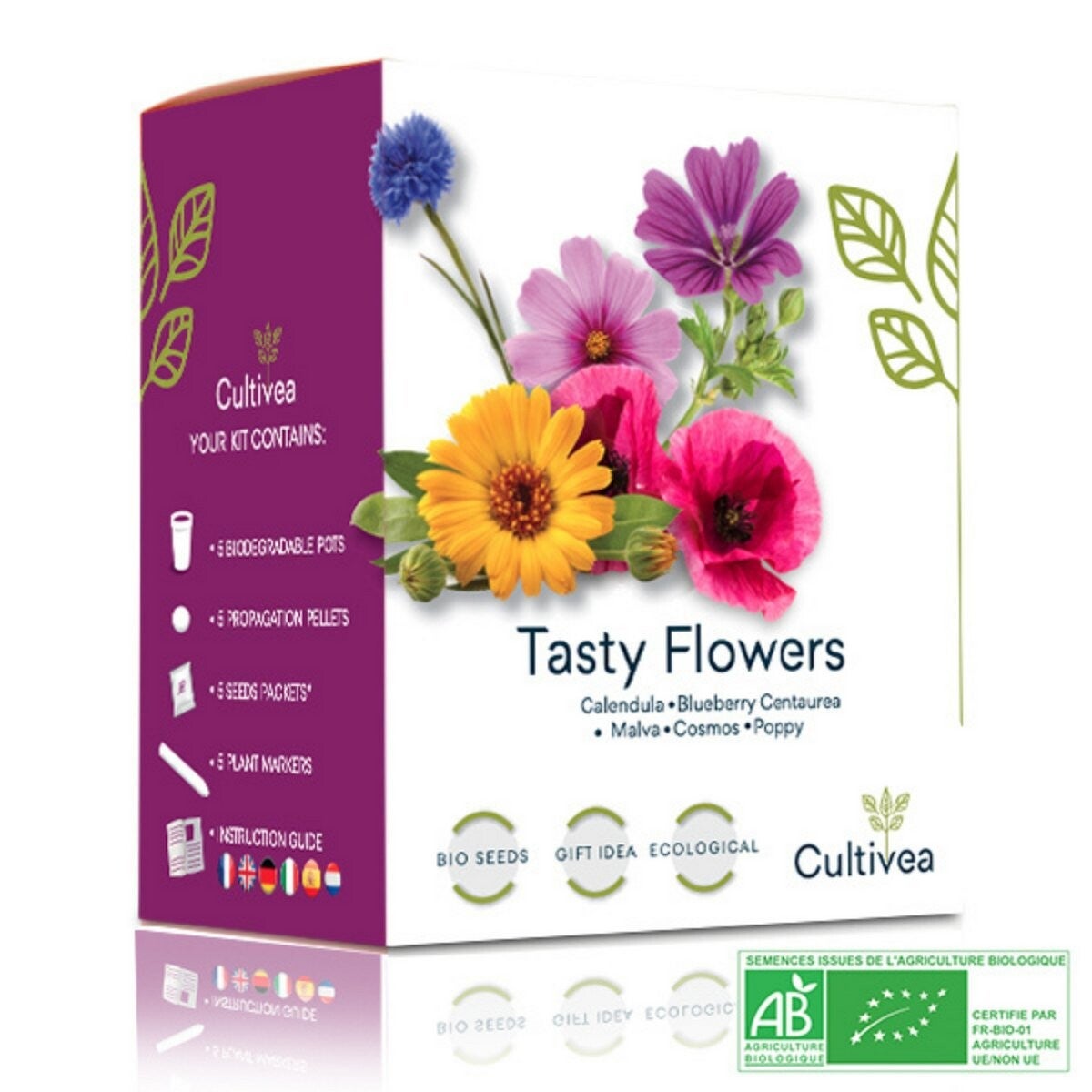 Tasty flowers grow kit - Kweek je eigen eerbare bloemen. 100% ecologisch en biologisch