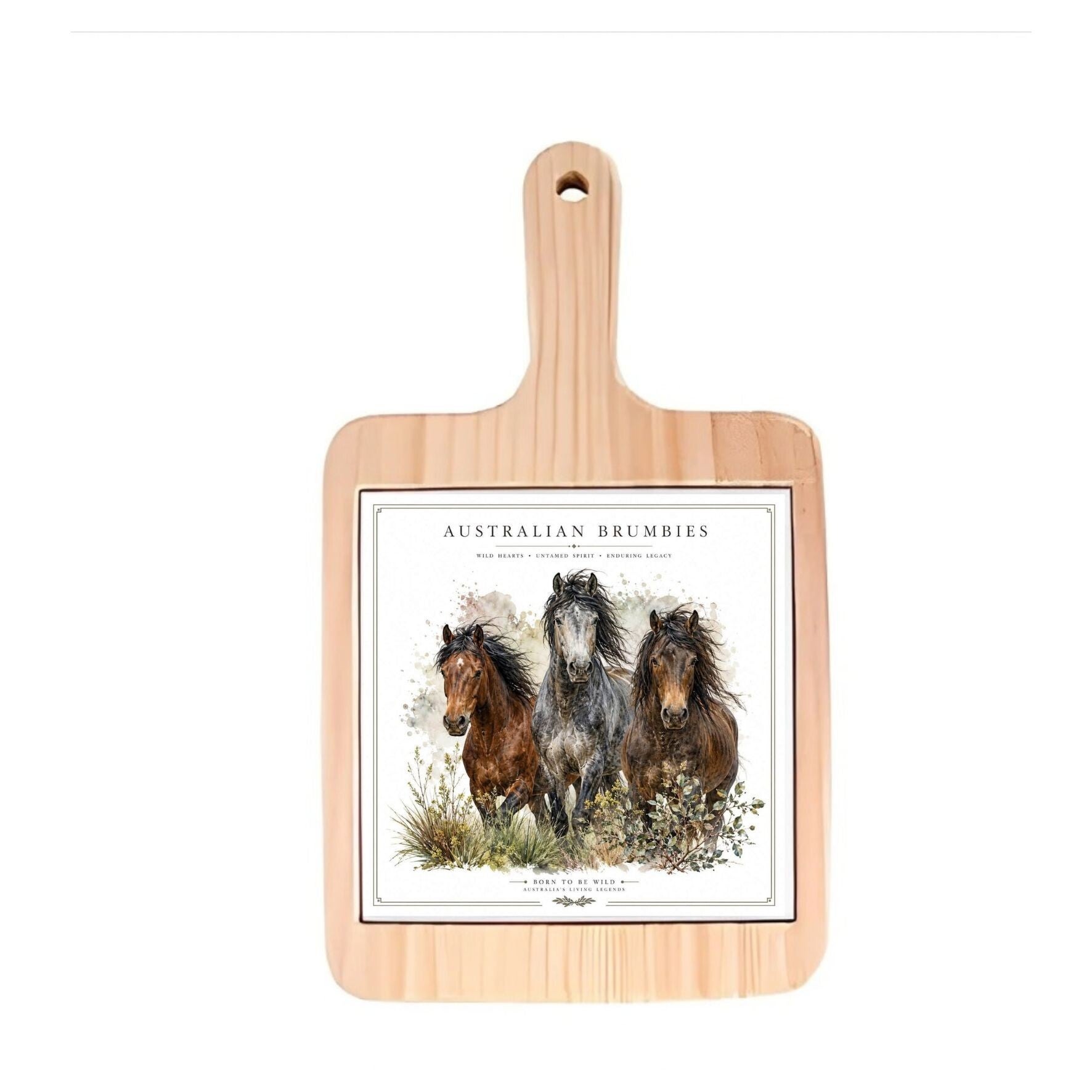 Decoratieve borrelplank - paarden australian Brumbies