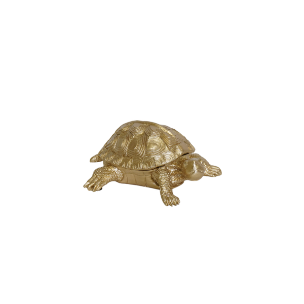 Schildpad Doosje Goud - Polyresin - 15.5x13.5x7.5 cm