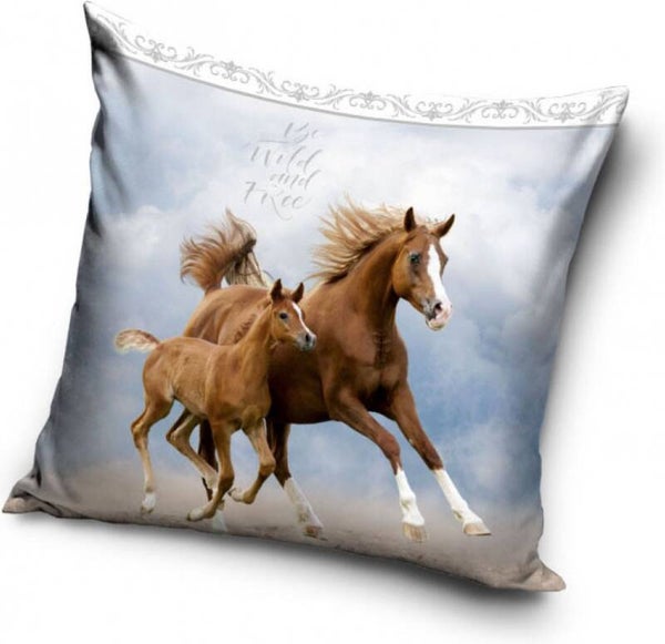 Kussenhoes Paarden 'Wild and free" 40x40 cm