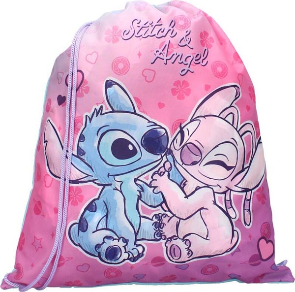 Lilo & Stitch Hello Cutie Gymtas - Blauw - Stitch & Angel