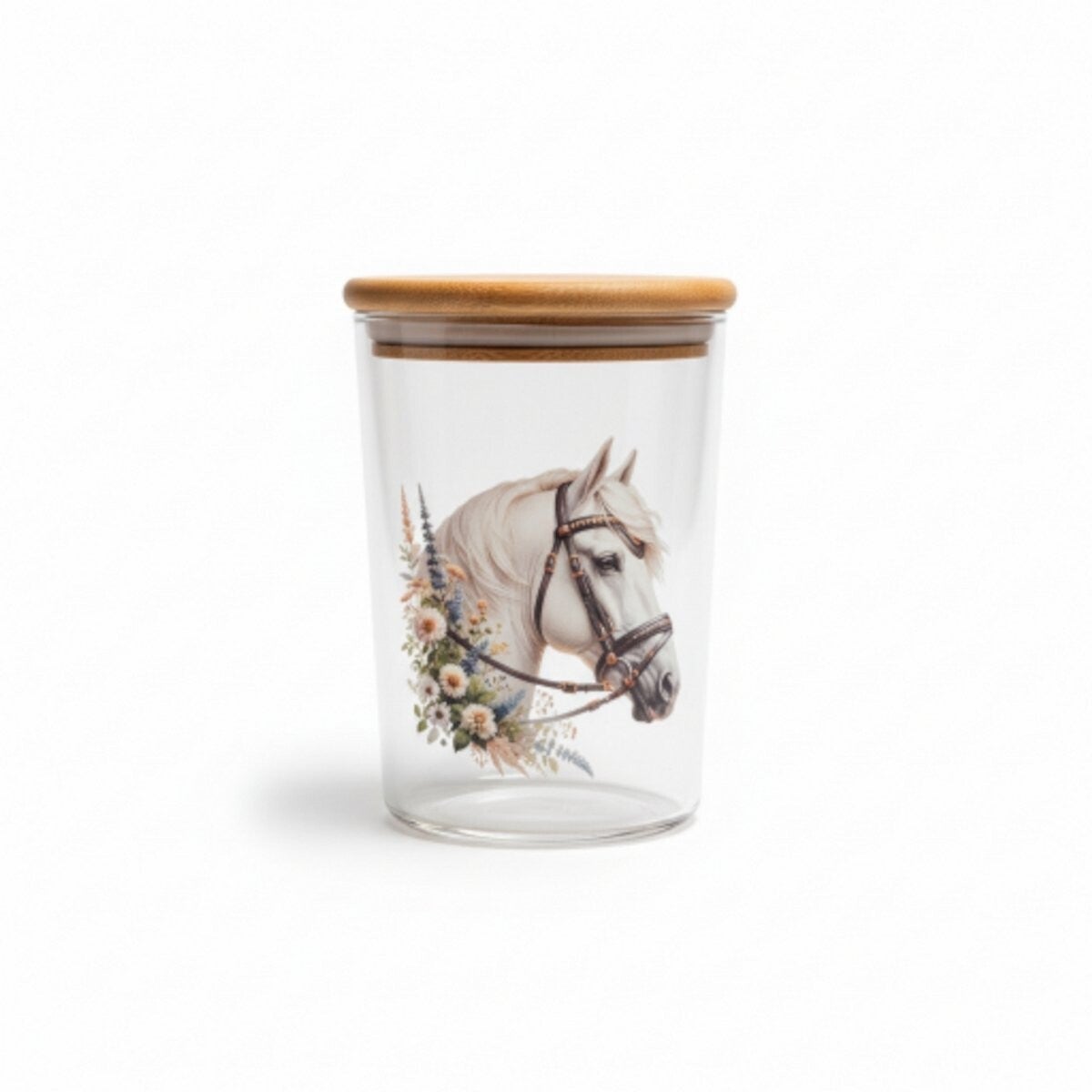 Voorraadpot 600 ML - Wit Paard - Met Bamboo Deksel