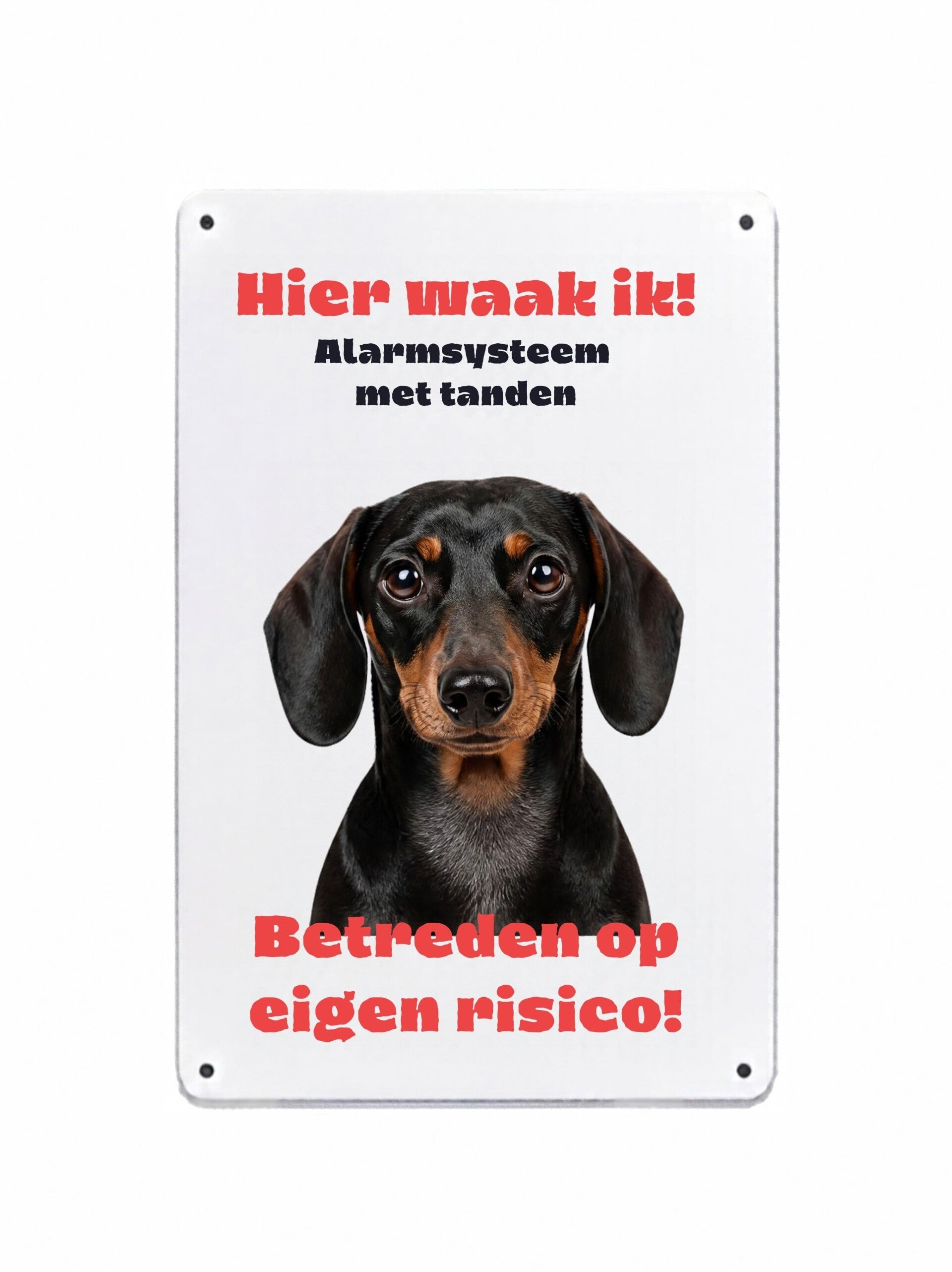 Aluminium teckel - Hier waak ik bord - 20x30 cm