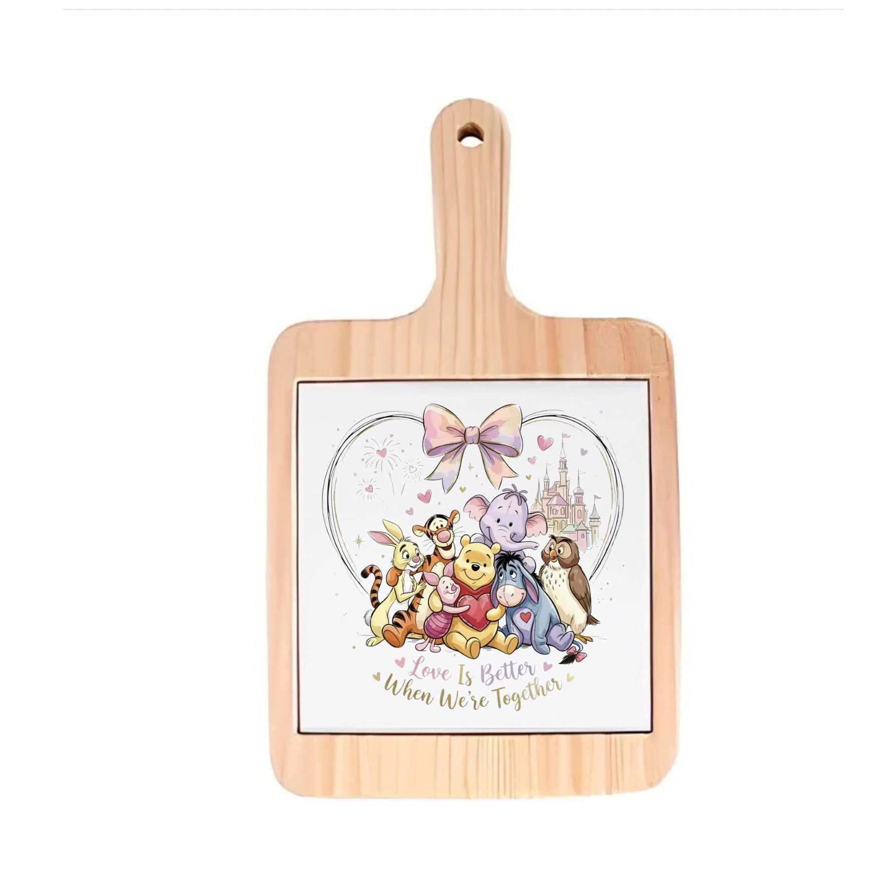 Decoratieve borrelplank - Disney Winnie de Pooh - Love is better when we're together - spreuktegel