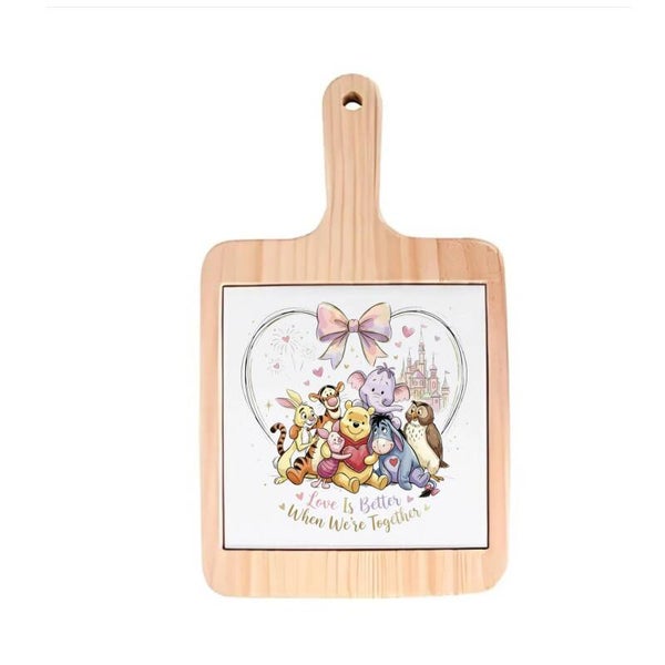 Decoratieve borrelplank - Disney Winnie de Pooh - Love is better when we're together - spreuktegel