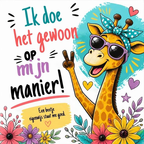 Keramische tegel giraffe "Ik doe het gewoon op mijn manier"