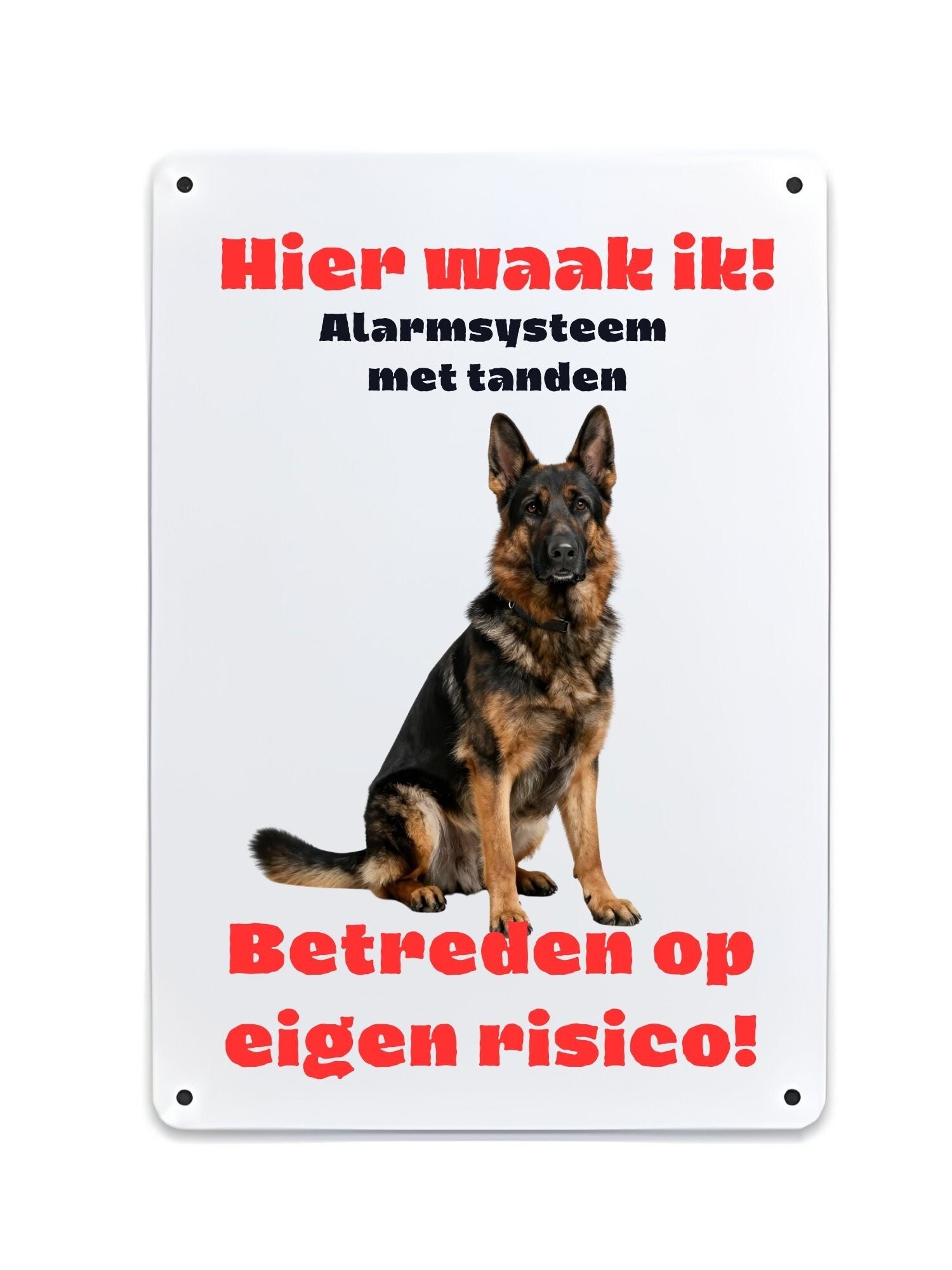 Aluminium Duitse Herder - Hier waak ik bord - 20x30 cm