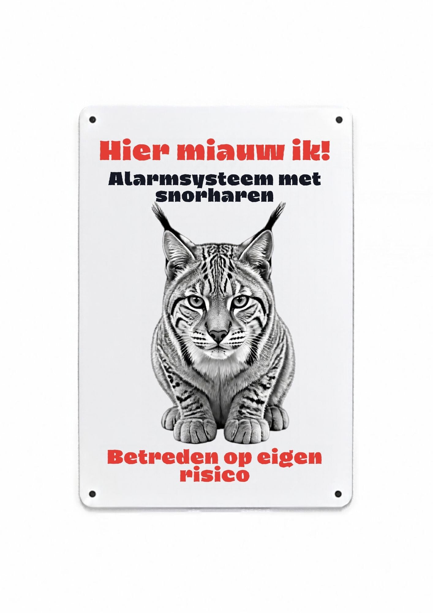 Aluminium Lynx - Hier miauw ik - 20x30 cm