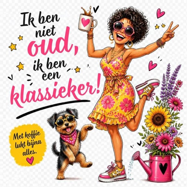 Keramische tegel "Ik ben niet oud, ik ben een klassieker"