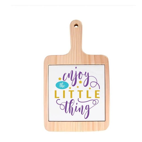 Decoratieve borrelplank - Enjoy the little thing - spreuktegel