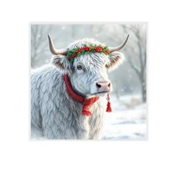Keramische tegel - Kerst schotse hooglander 3 - 15x15 cm