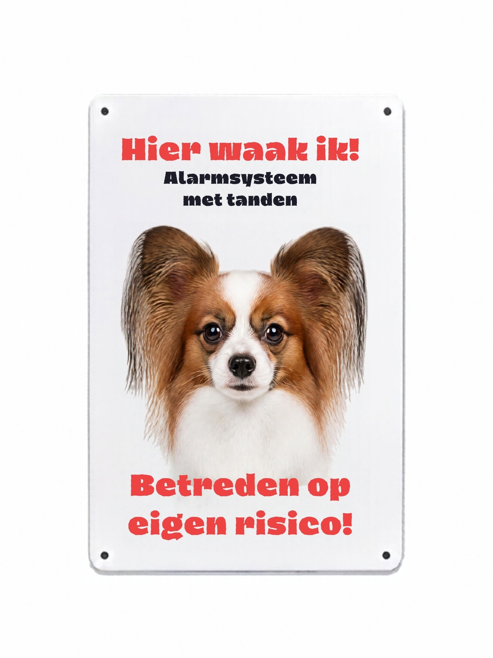 Aluminium vlinderhondje - Hier waak ik bord - 20x30 cm