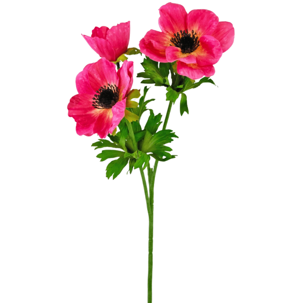 Kunstbloem Anemone branched - Roze - 56 cm