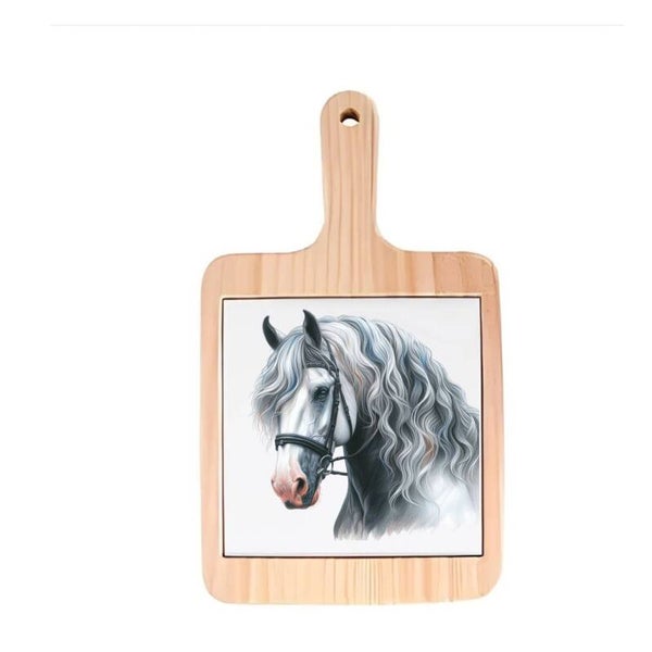 Decoratieve borrelplank -  wit paard