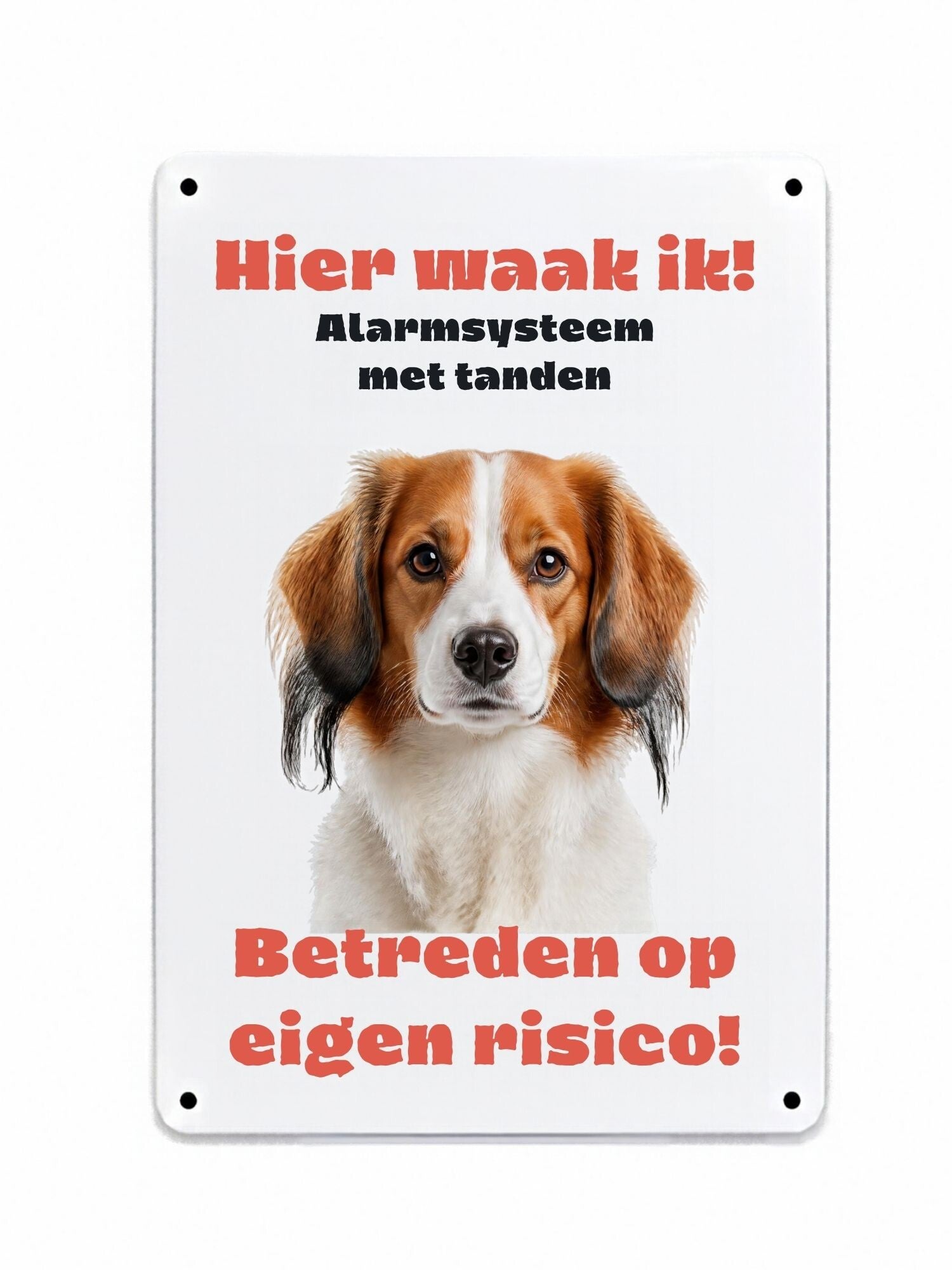 Aluminium Kooiker hondje - Hier waak ik bord - 20x30 cm