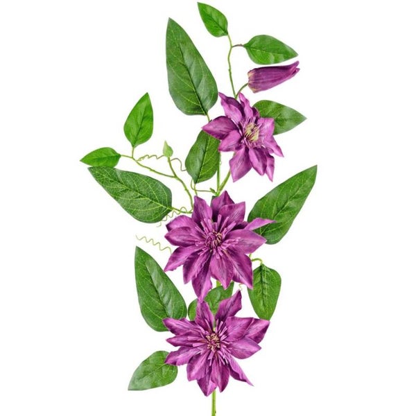 Kunstbloem Clematis groot - Paars - 81 cm