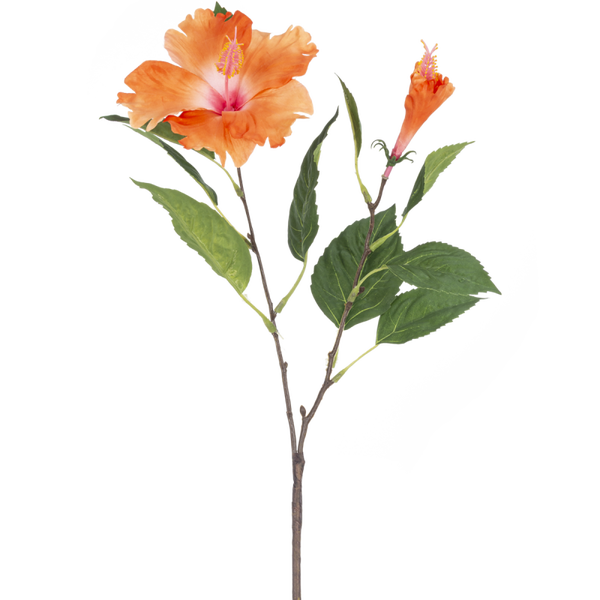 Kunstbloem Hibiscus - Orange - 64 cm