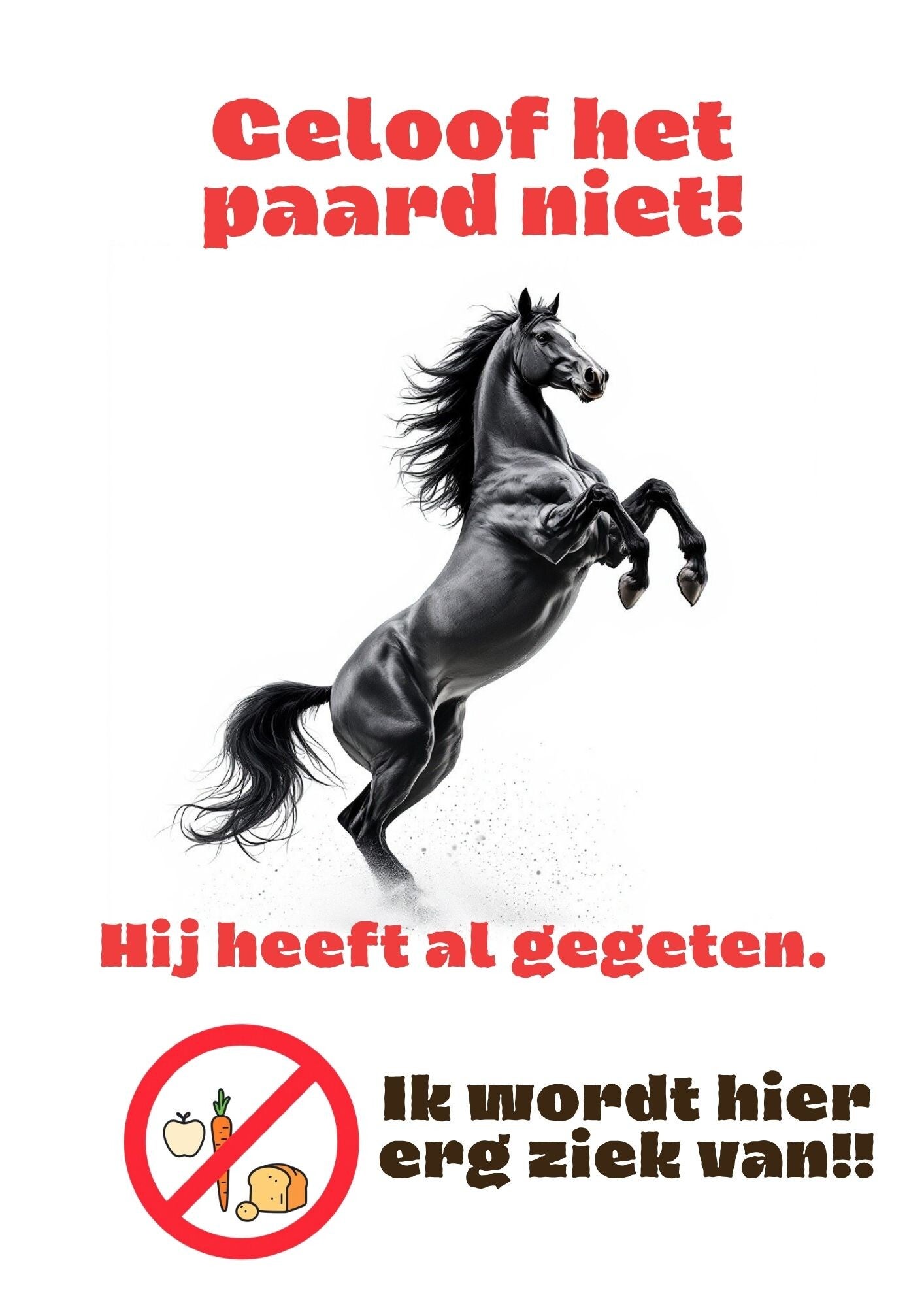 Aluminium - Niet voeren! - Steigerend paard - 20x30 cm