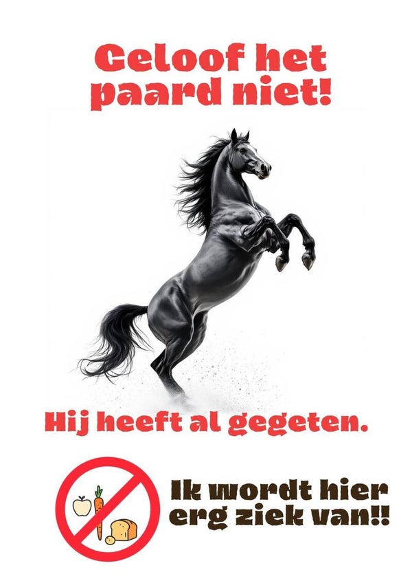 Aluminium - Niet voeren! - Steigerend paard - 20x30 cm